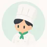 白い調理用コックコートを着たHasac編集部 ヨシトのイラスト